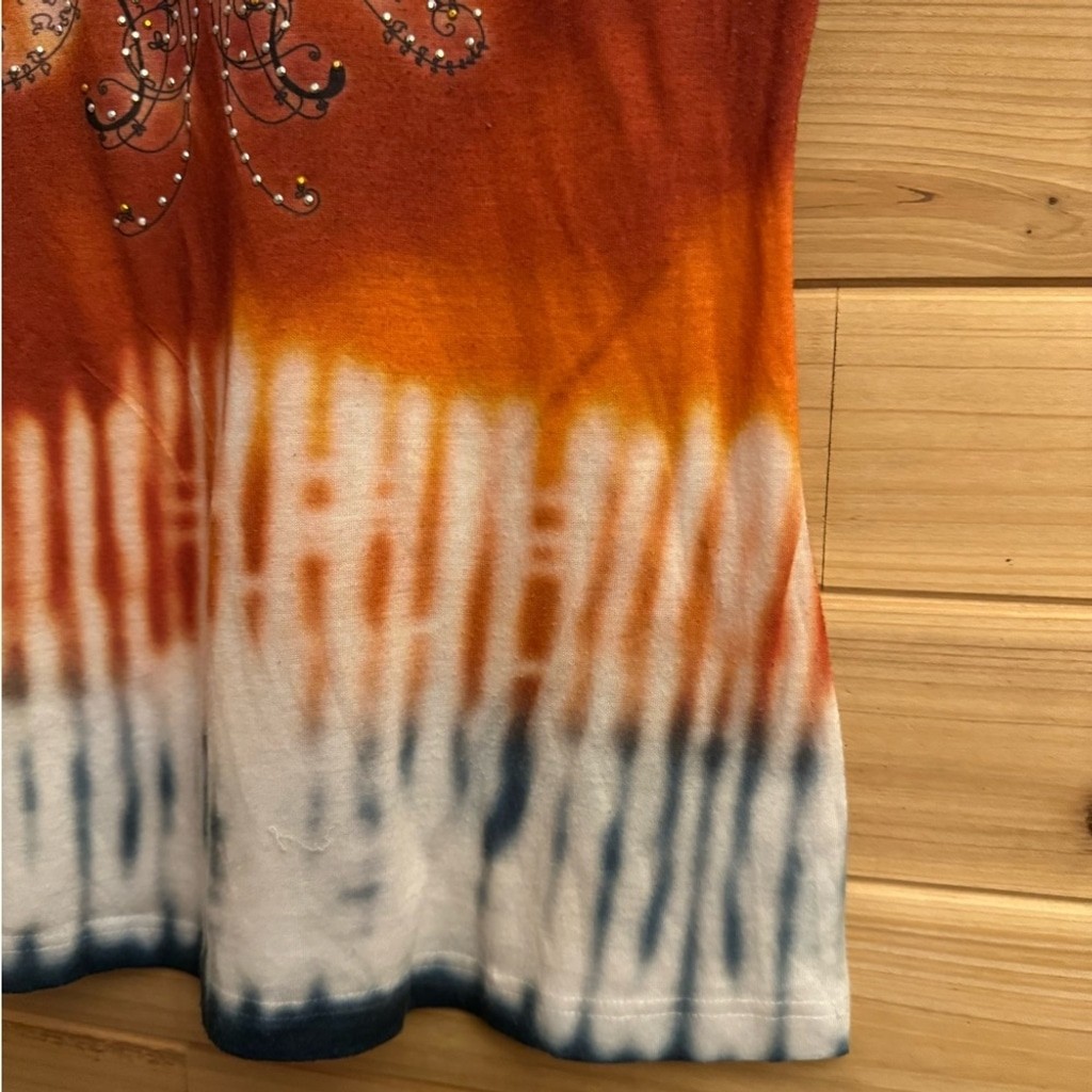 Vintage Y2K Size Small Butterfly Moth Tie Dye Retro Psychedelic Baby Tee
