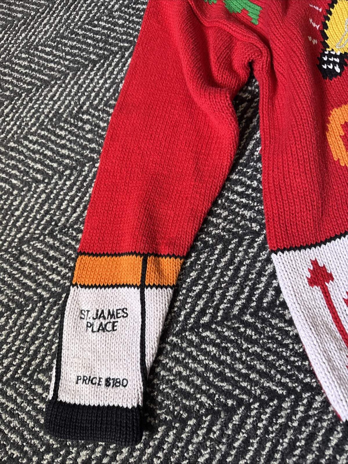 Vtg The Eagle’s Eye MONOPOLY BOARD GAME knit cardigan Women’s Size Medium RARE!