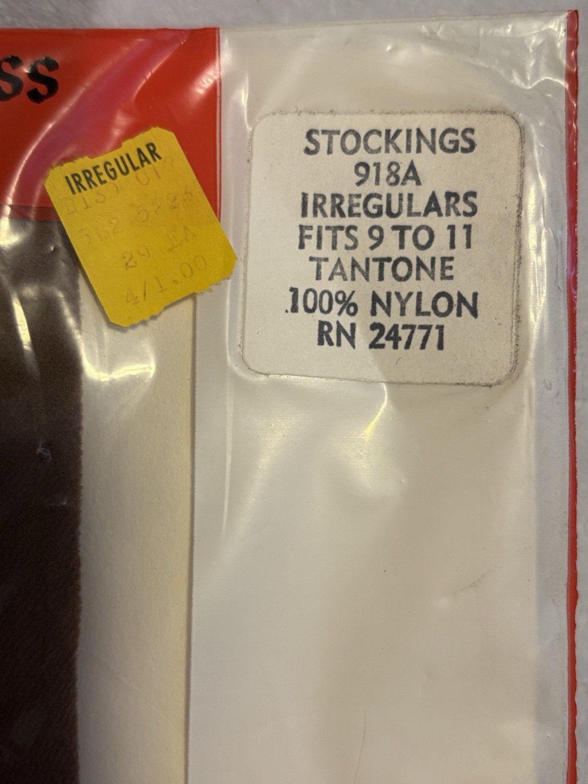 Fit-Rite Seamless Stockings 918A Irregulars 9-11 Tan tone 100% Nylon RN 24711