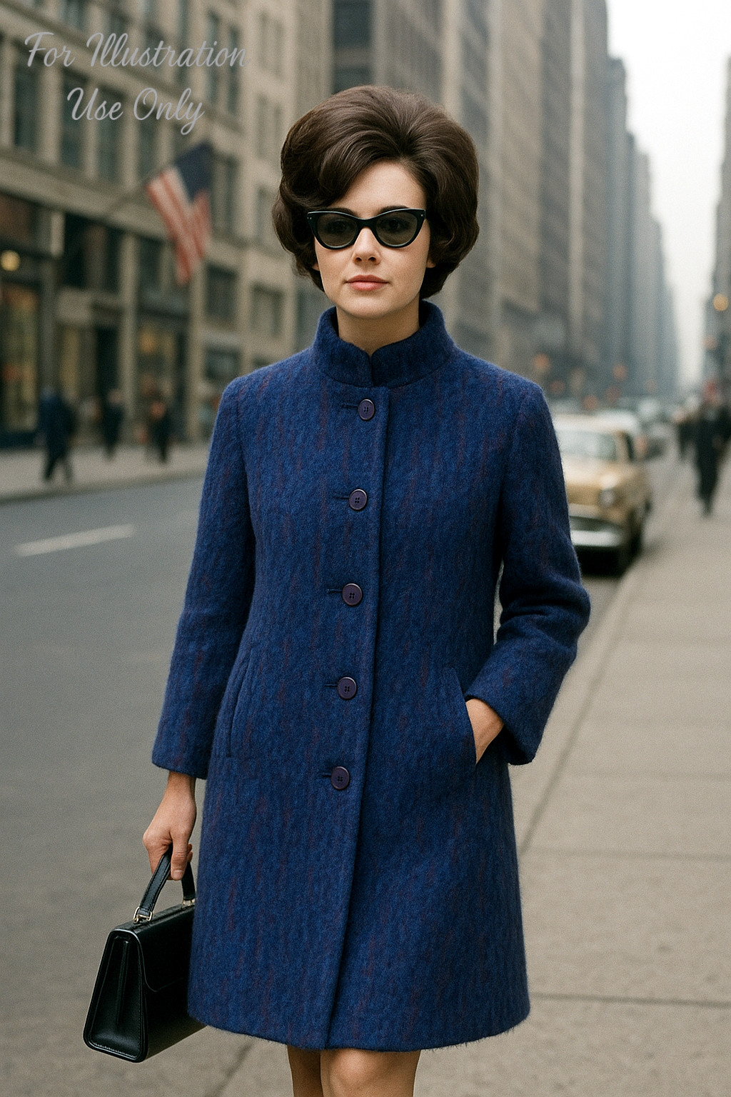 VTG Emily Wetherby Mohair Long Coat Women’s 10 ~ Blue /Purple Fuzzy Cozy USA 60s