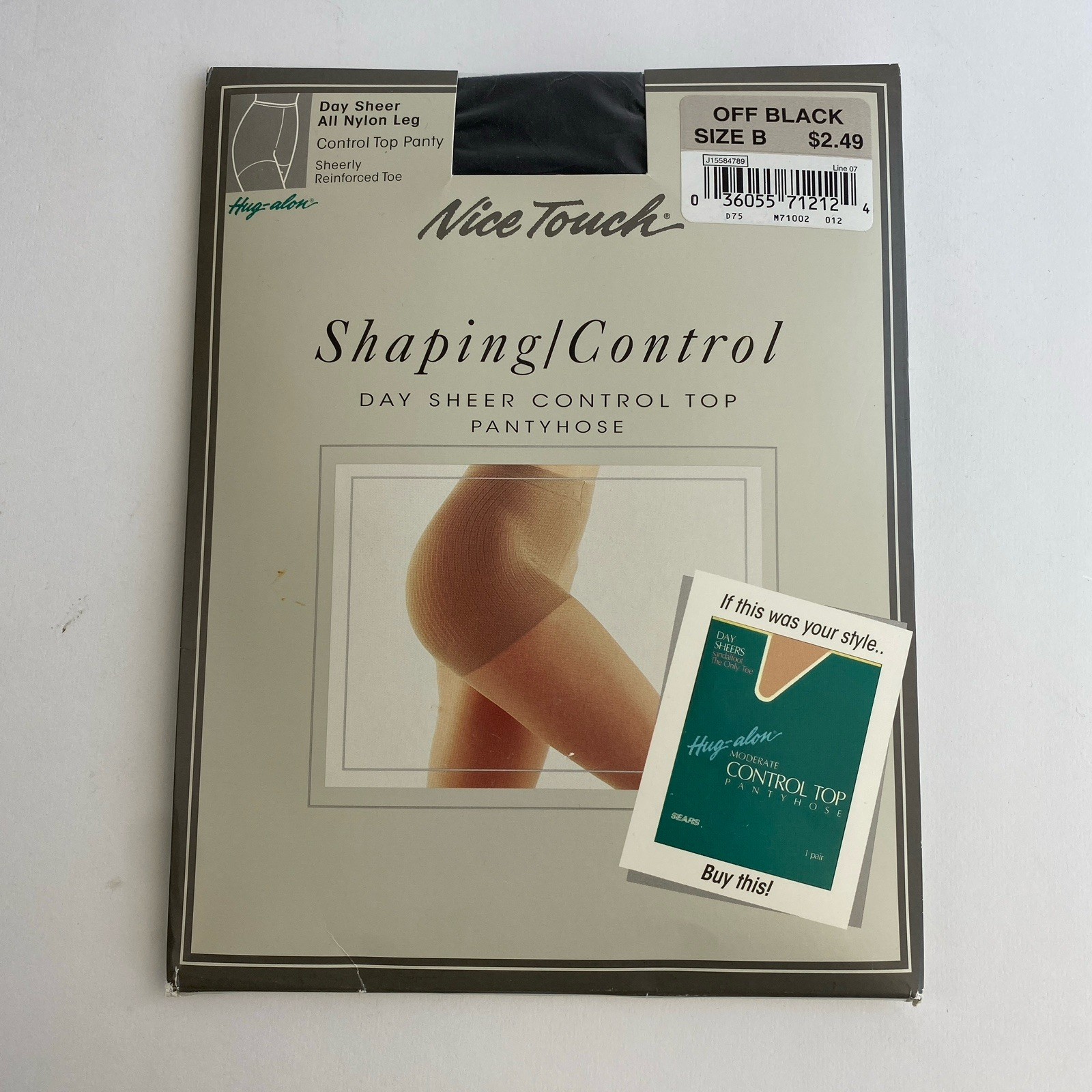 Vintage Pantyhose Sears Nice Touch Day Sheer Nylon Leg Off Black Size B 1 Pair