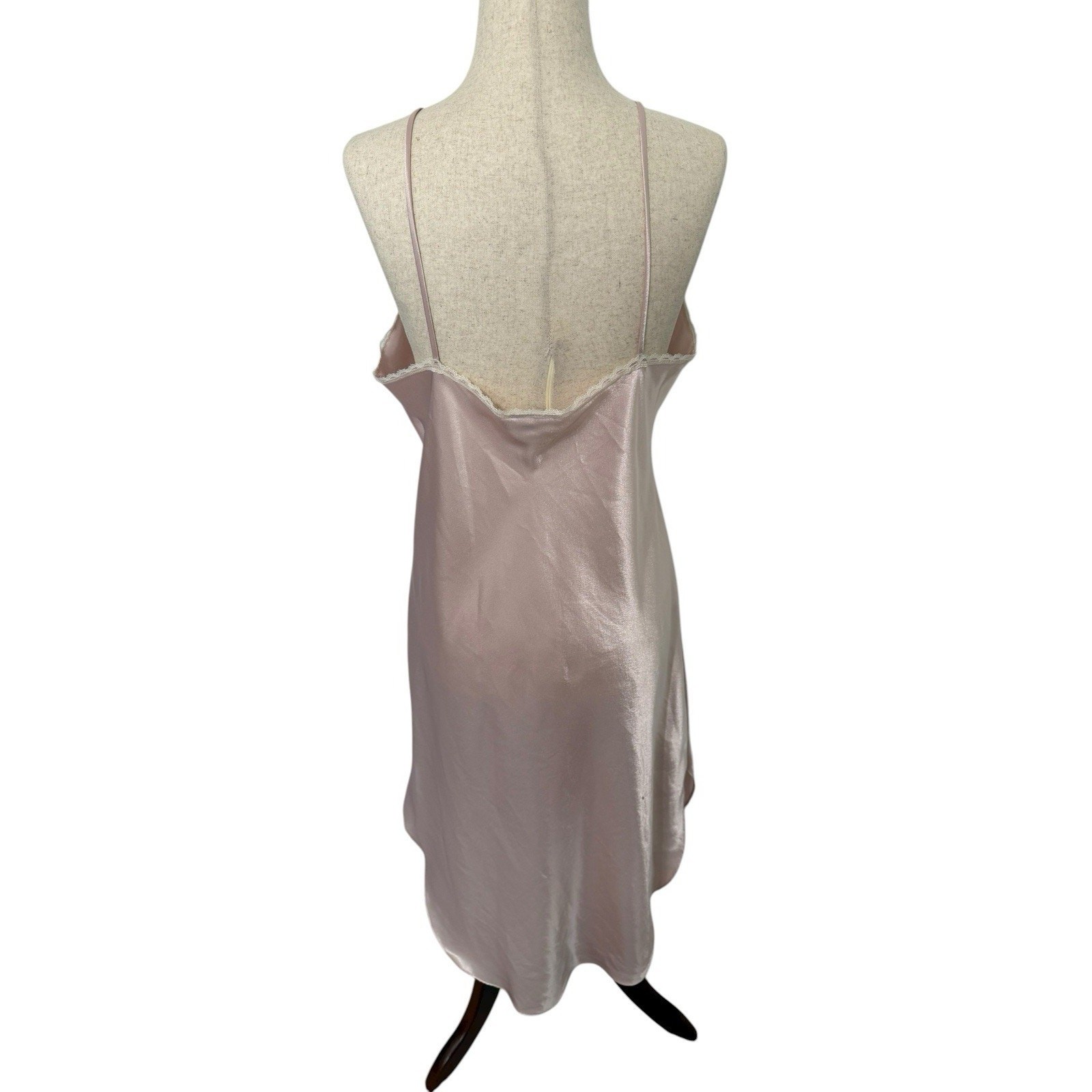 Vintage Inner Most Blush Pink Satin Slip Dress S Lace Trim Nightgown Coquette