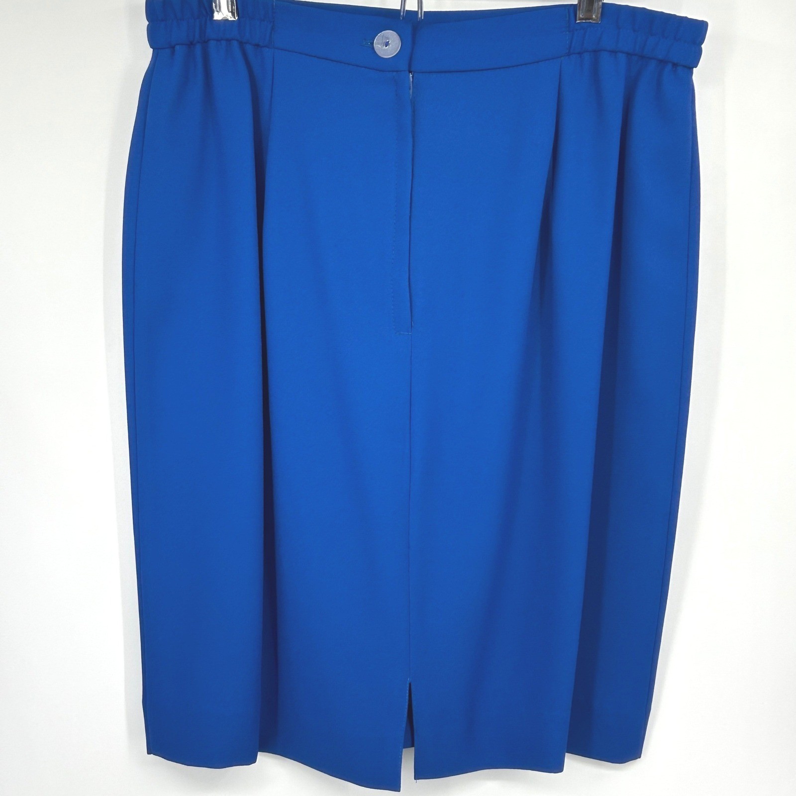 Womens Vintage 90s 3pc Skirt Suit Set Cobalt Blue Embroidered Karen Miller 14