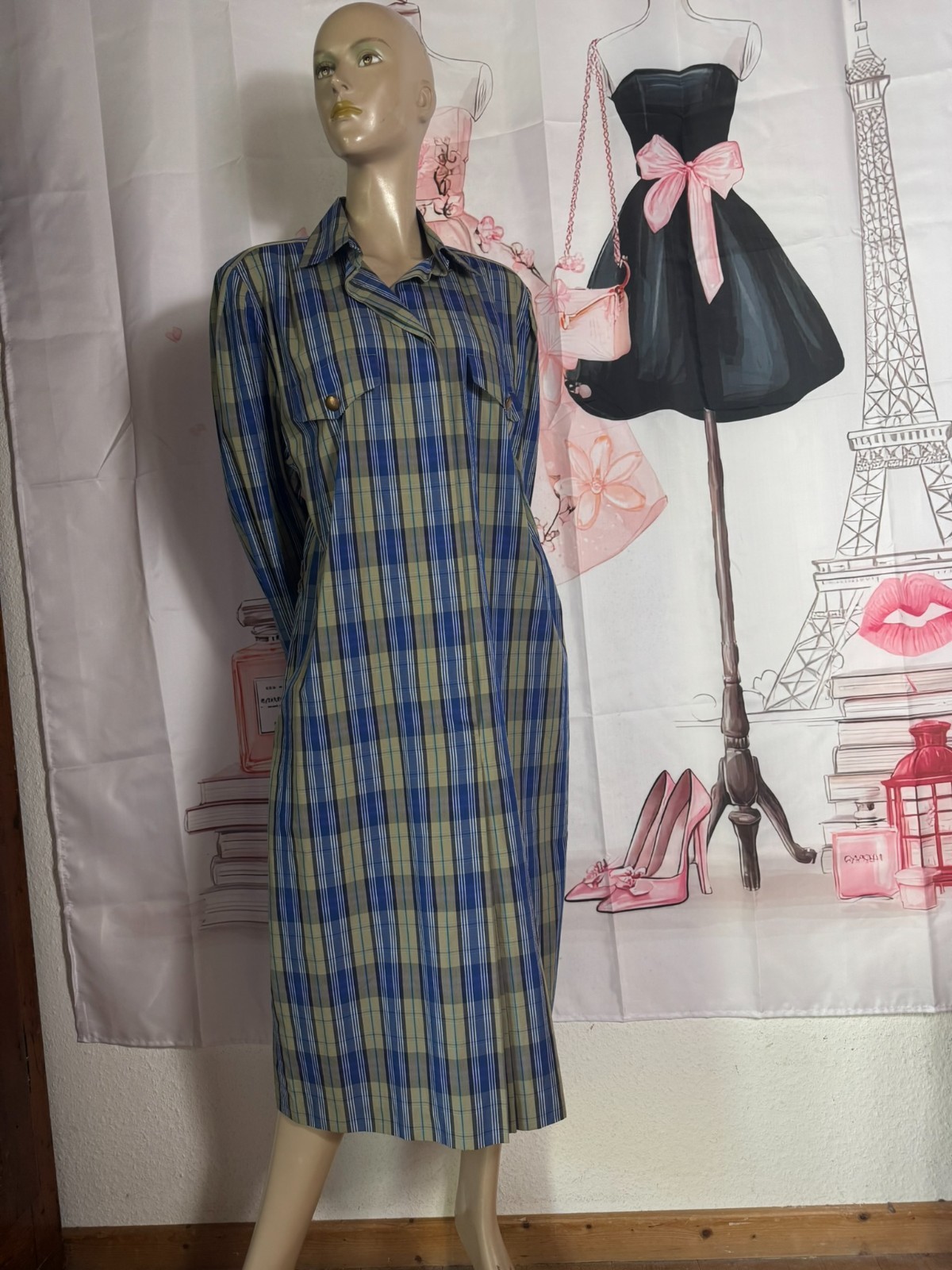 Vintage Dress 60s Bleyle Shirt Dress Plaid Mod Oversized 40 42 44