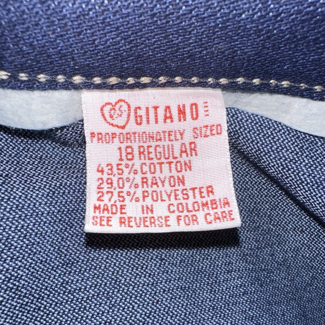 Vintage PS GITANO Plus Jeans Power Stretch DARK Indigo 18 Regular