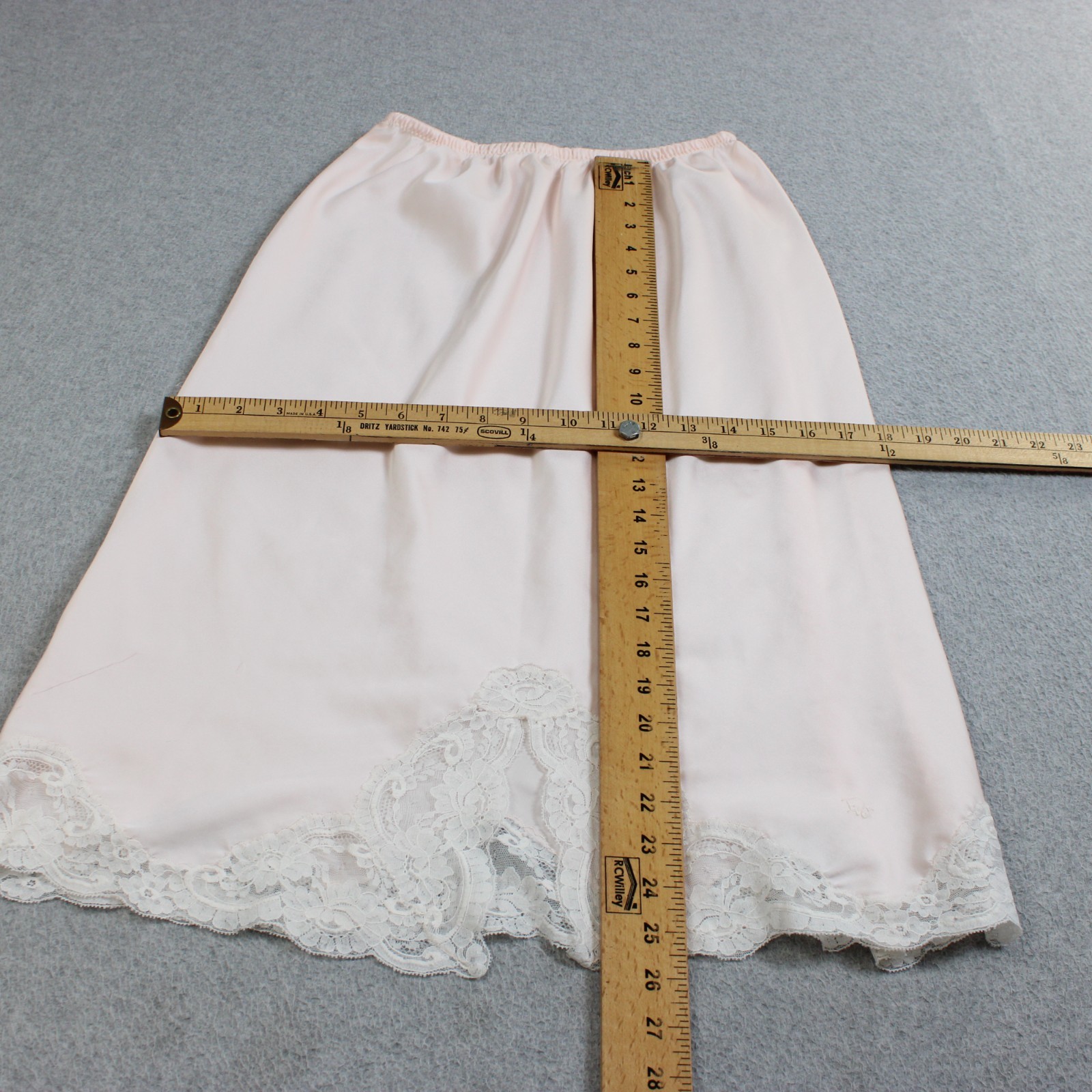 Vintage Christian Dior Half Slip Women Size 27 Pink Lace Slit Coquette Sexy READ