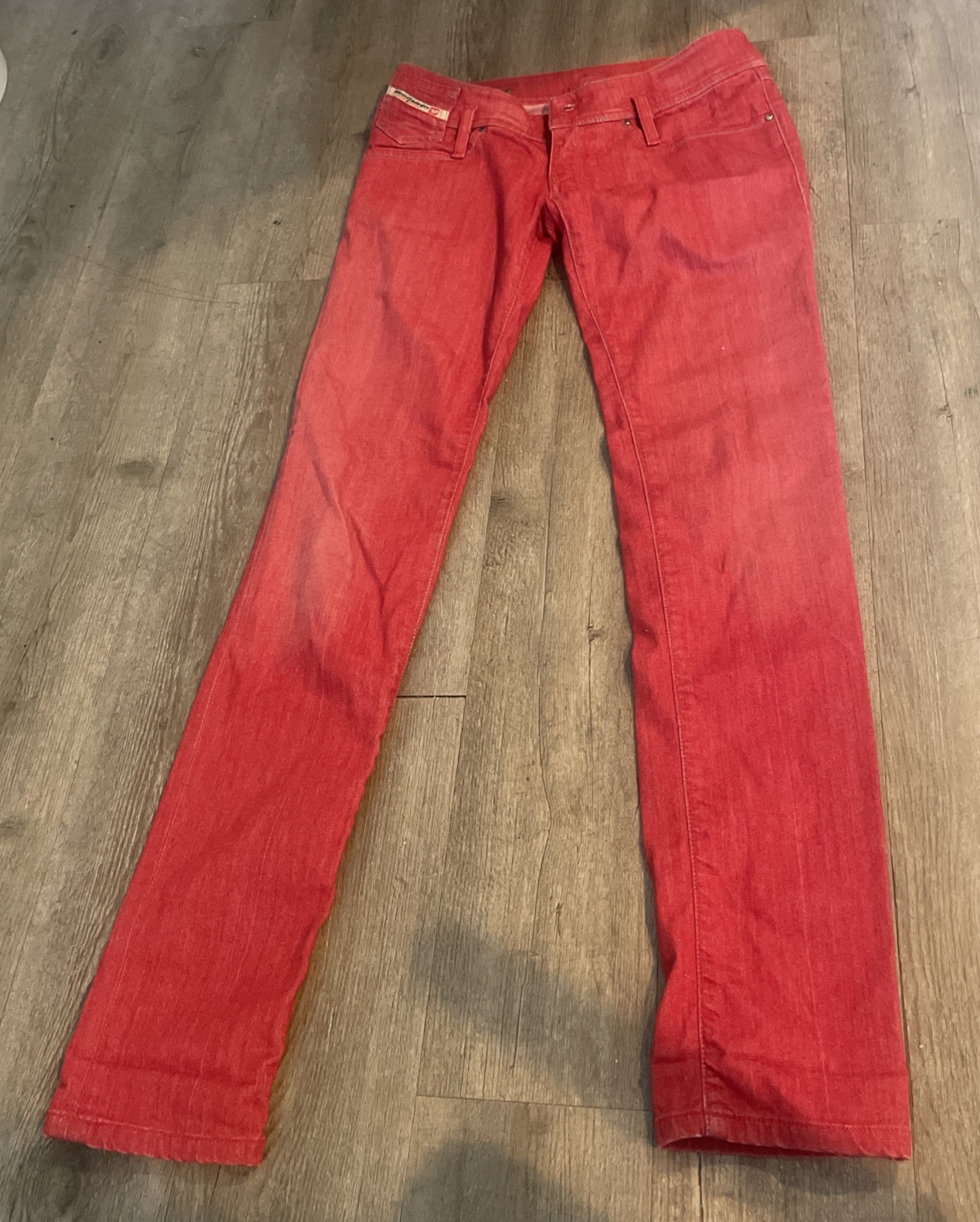 Vintage Diesel Red Faded Skinny Jeans Made In Italy Size 27
