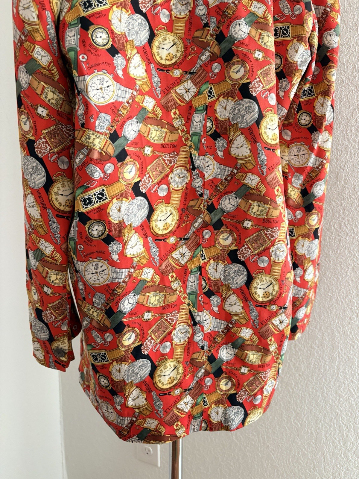 VTG 90s Nicole Miller Wrist Watches Luxury Blazer Jacket 100% Silk Medium RARE