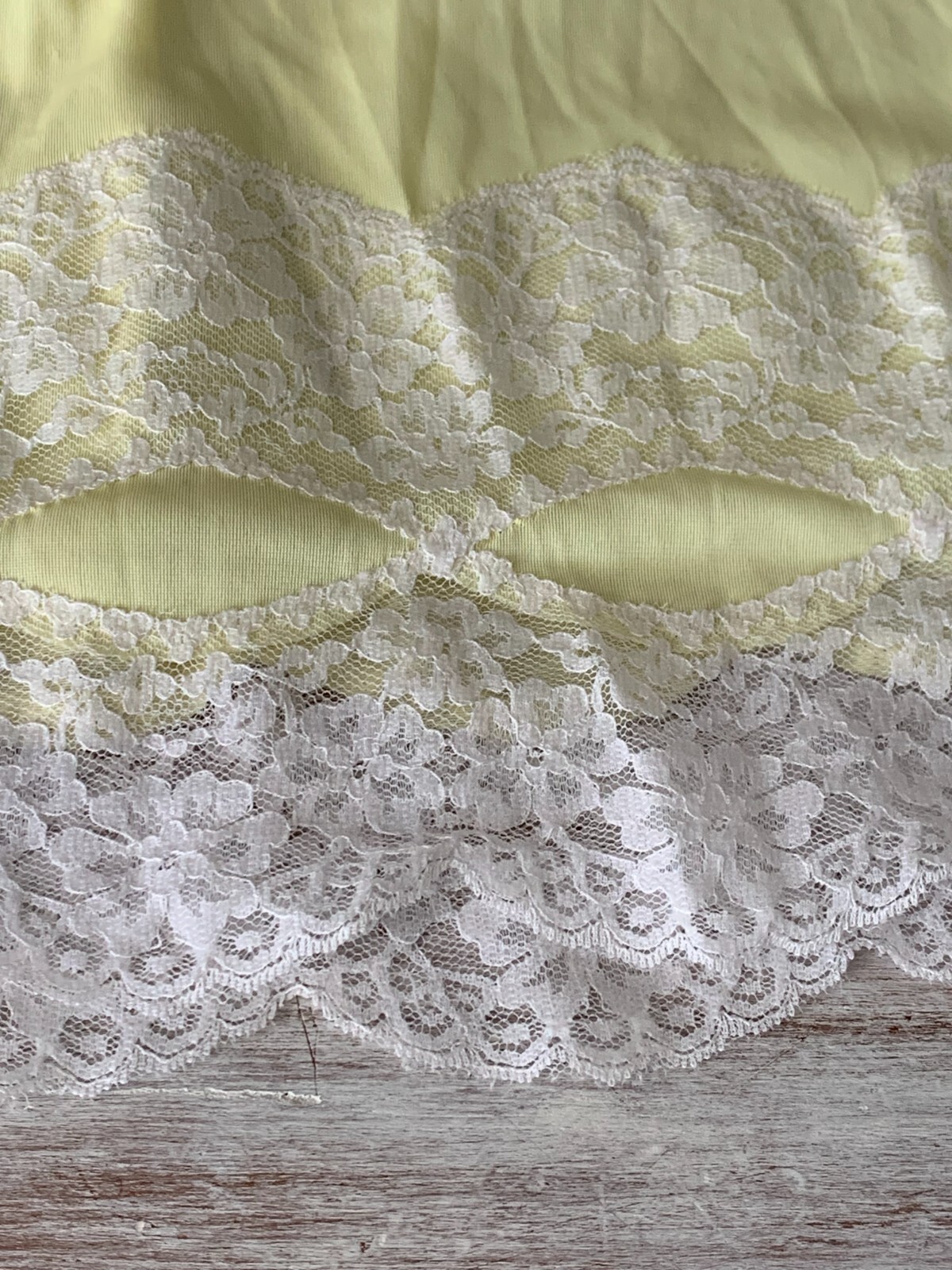 Greenco Maid Vintage Size 6 Medium Sunny Yellow Half Slip White Lace Detail