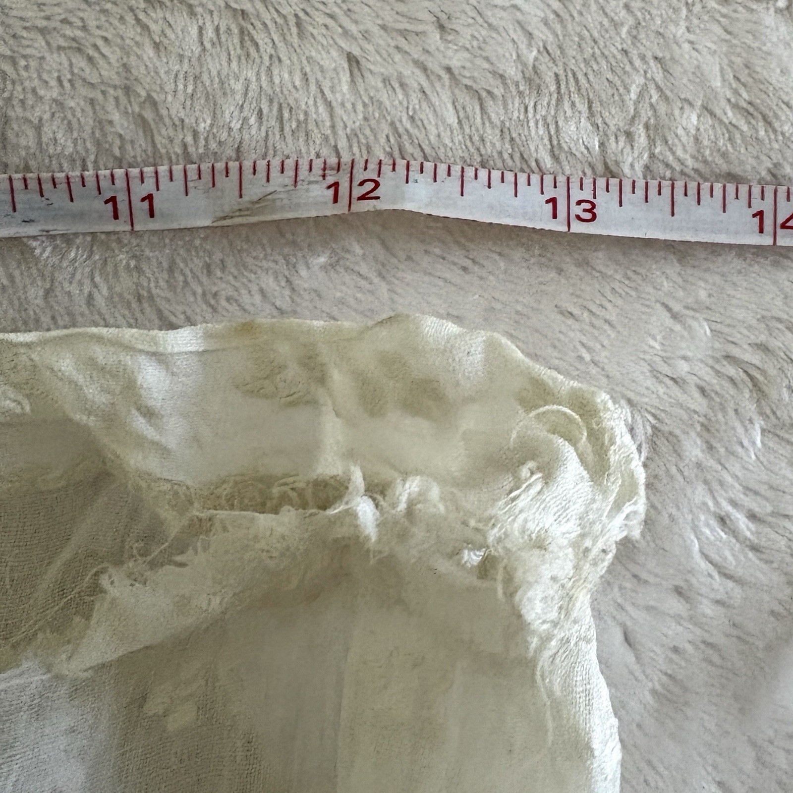 Antique 1800’s White Lace Women’s 42 In Long Skirt W/ Pocket Tiered Ruffles VTG
