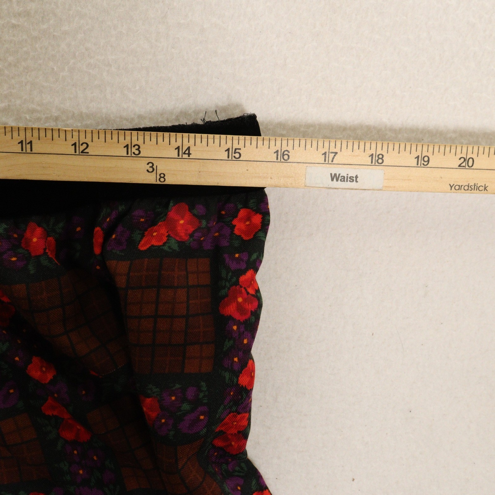 Vtg Oscar de la Renta Miss O Skirt Suit Floral Brown Plaid Velvet Trim Women 8