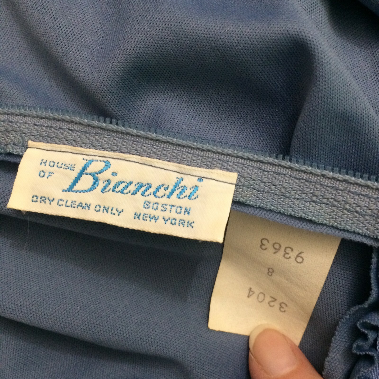 Vintage 70’s House of Bianchi Blue Maxi Dress, XS 32 Bust 24 Waist