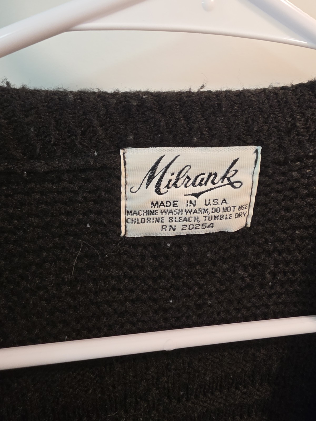 Vintage 60’s Milrank Womens Sweater Cardigan Vest USA Made Black Geometric