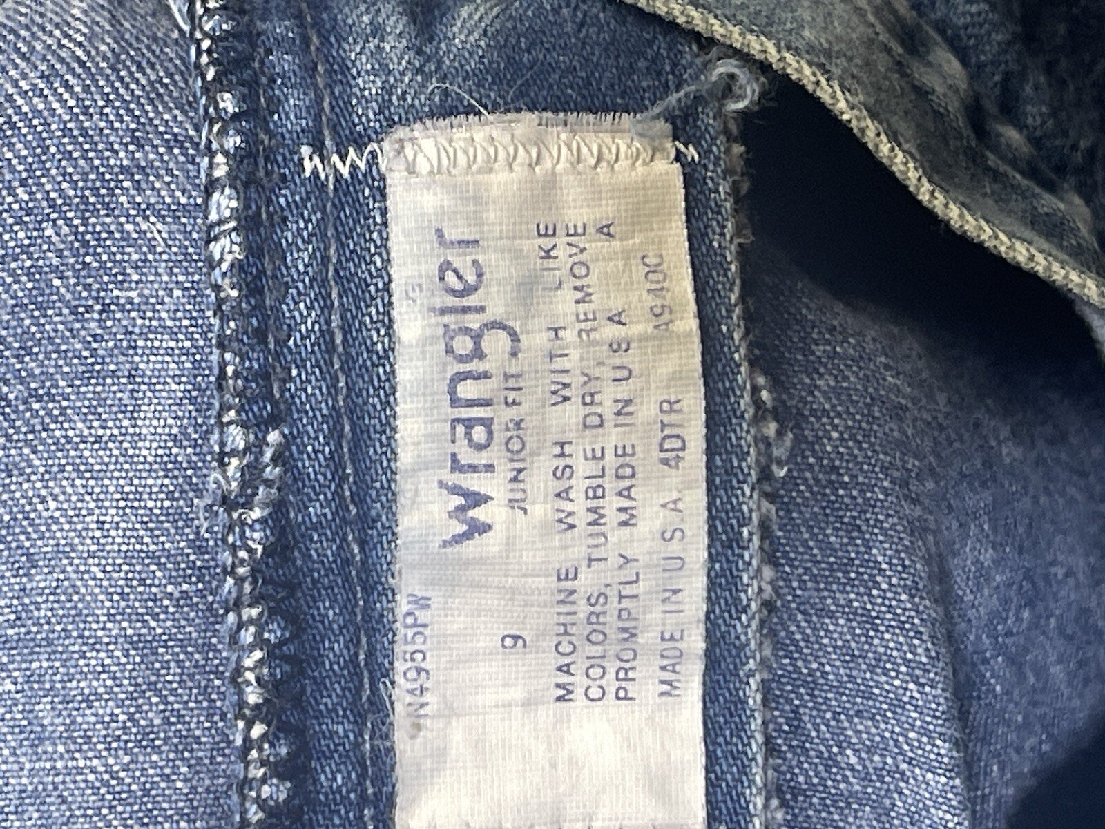 Vintage Women’s Wrangler Jr Fit High Waist Denim Blue Jeans Size 9 (27”x30”) USA