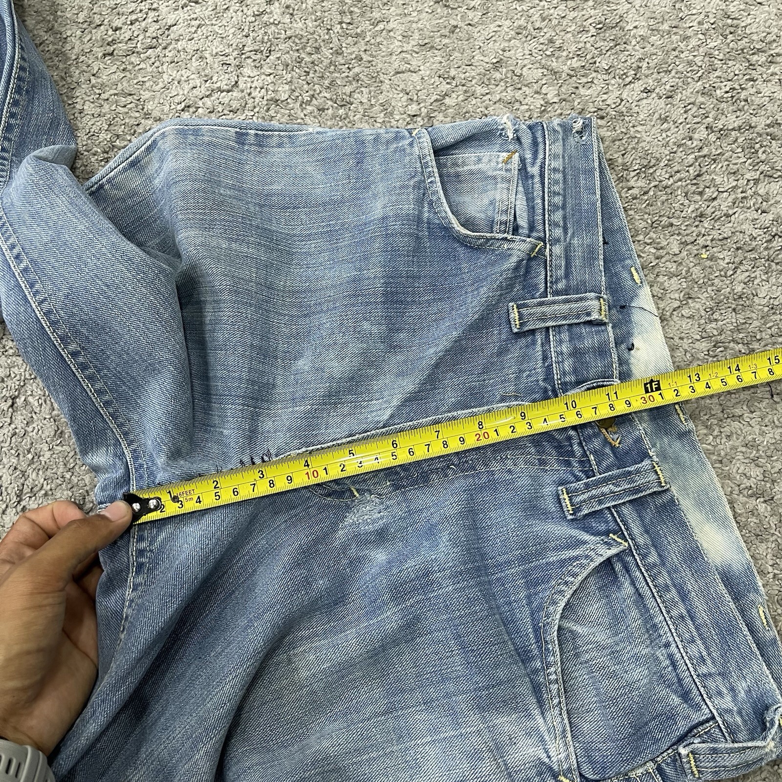 True Vintage 70s Hippie Denim Lee Flare Jeans Actual 31.5×34 Distressed