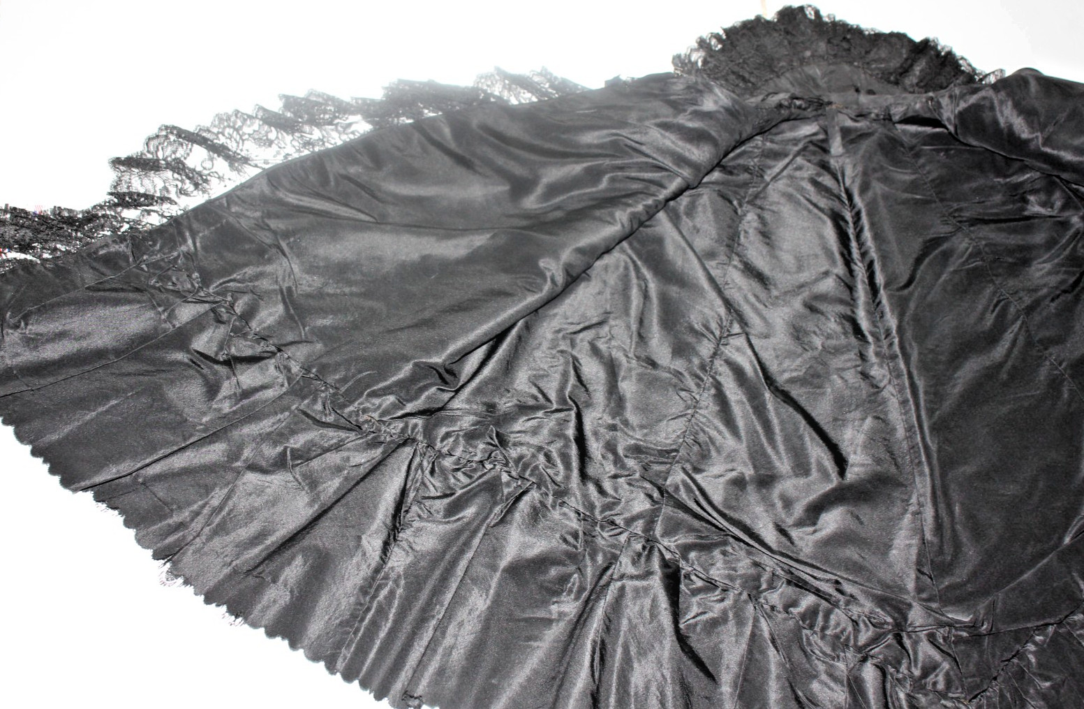 Antique Edwardian Victorian Black Mourning Cape Exquisite Design Lace Beads