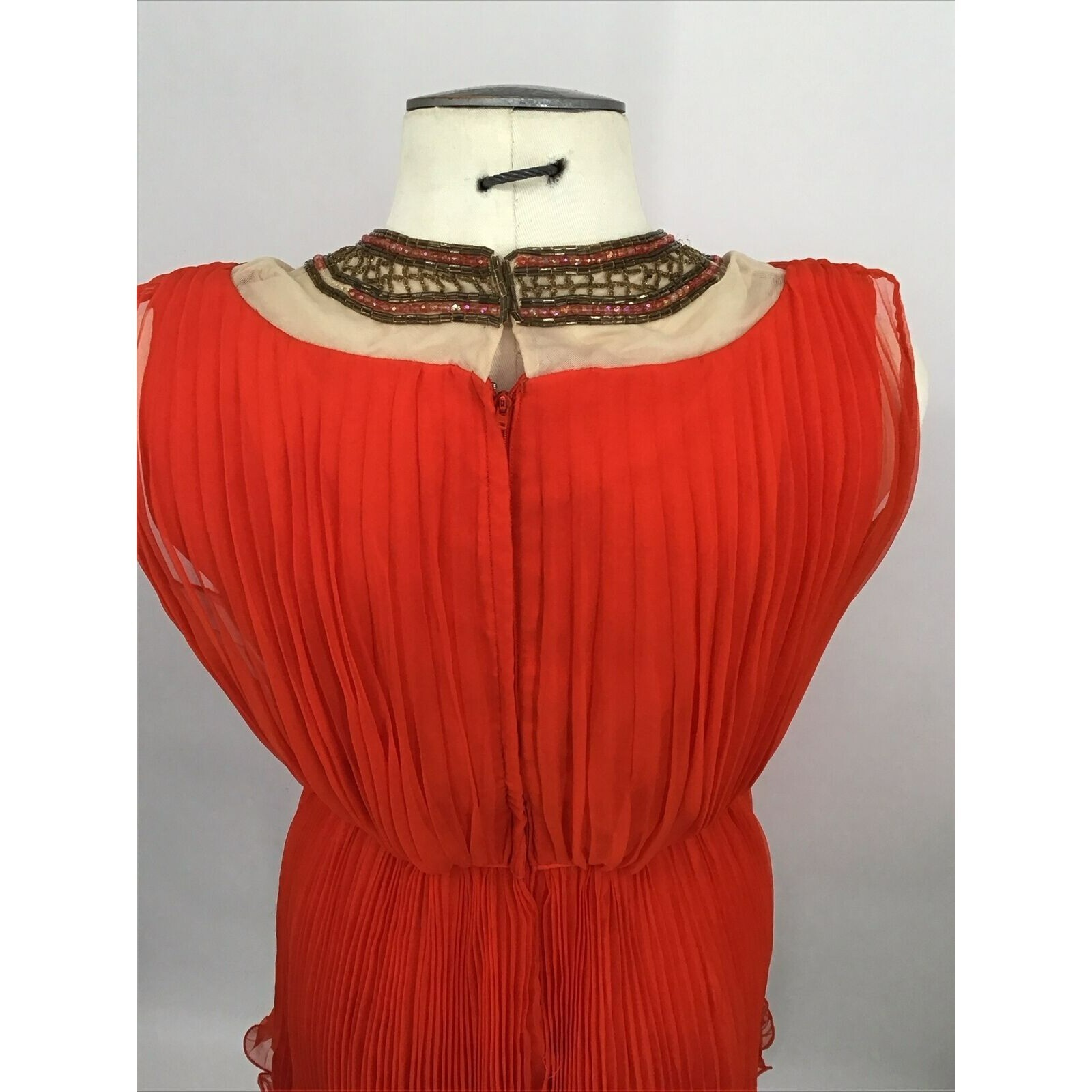 VTG 60s Jack Bryan California Silk Chiffon Orange Cocktail Dress #1004
