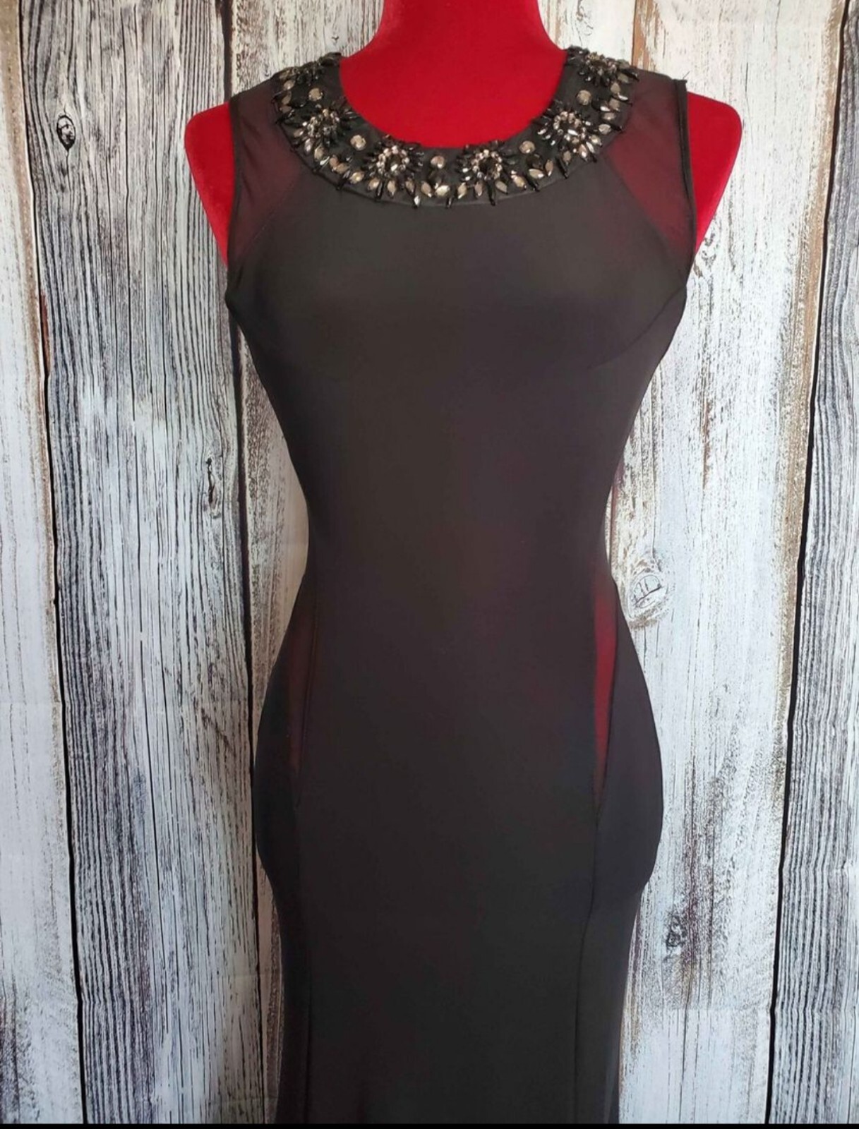 B Darlin Formal Dress Y2K Retro Black Sheer Cutout Mesh Avant Garde Small