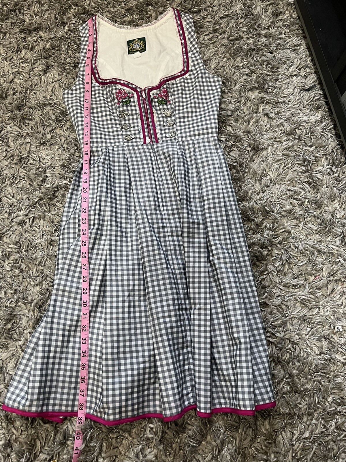 Hammerschmid midi dress size 8 gray, white,glitter silver and embroidered purple