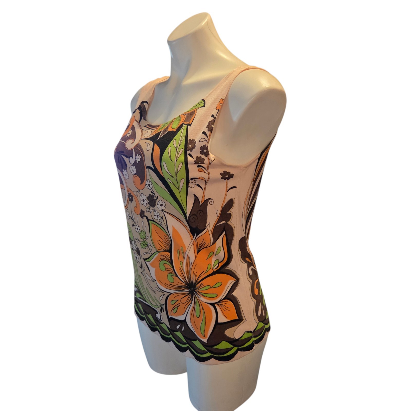 70s Vintage Tank Top Shirt Sz Small / Medium Groovy Funky Psychedelic Mod Go-Go