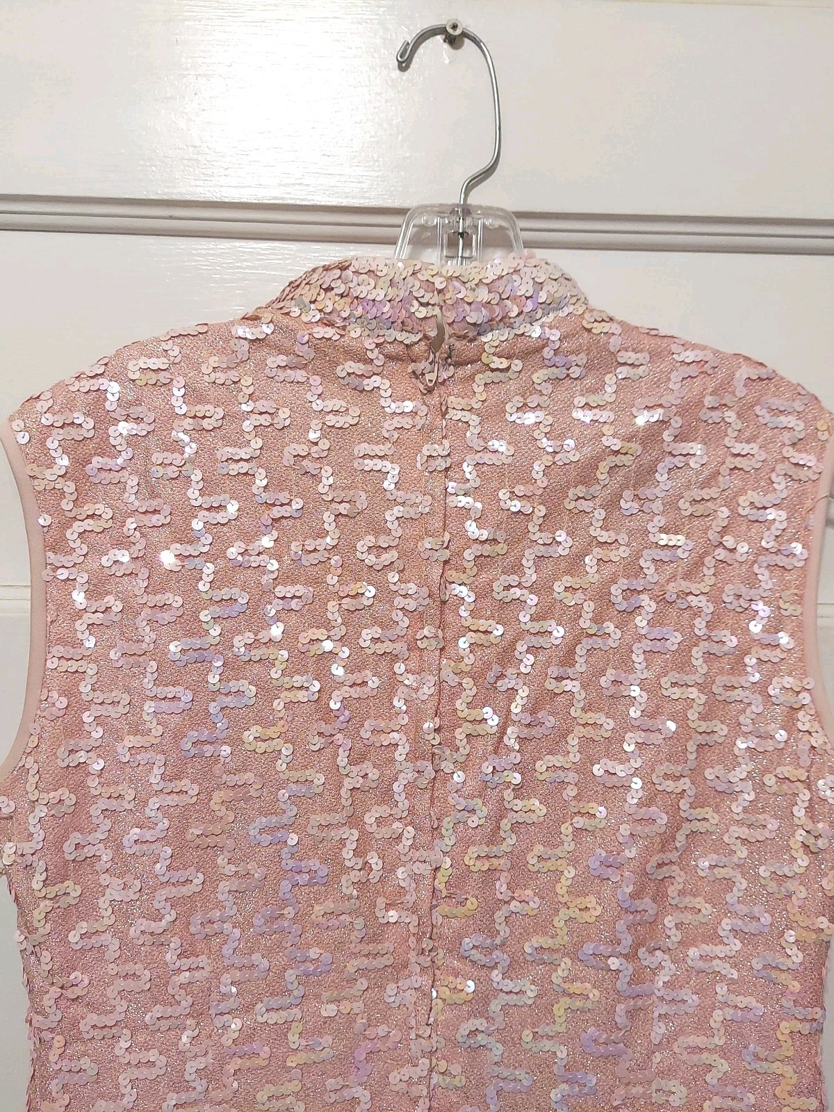 Vtg Lilli Diamond Ladies 2 Pc Pink Sequined Lined Jacket & Top Set