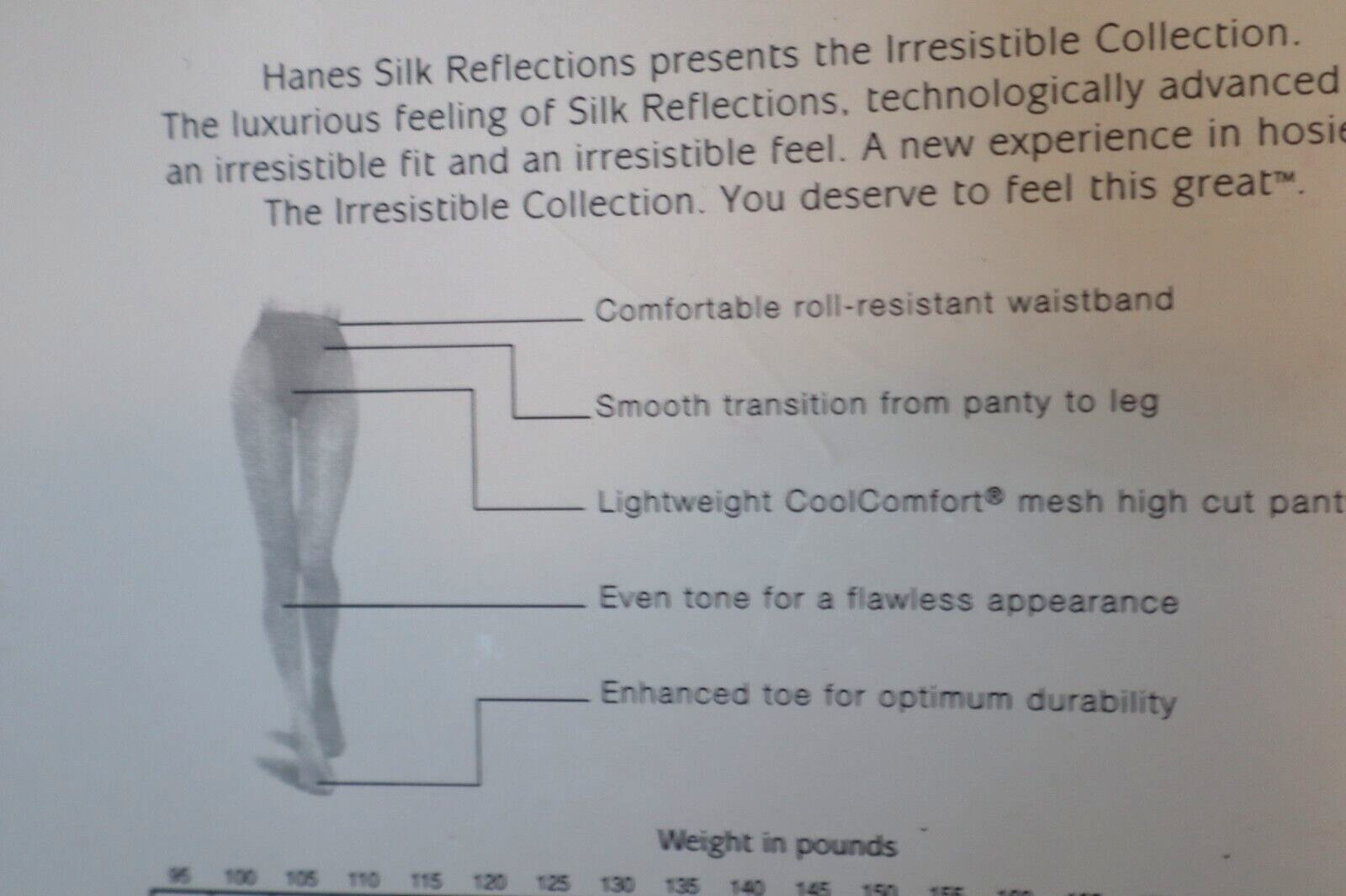Hanes Silk Reflections Pantyhose Pearl NIP Size AB High Cut Matte Sheer Leg