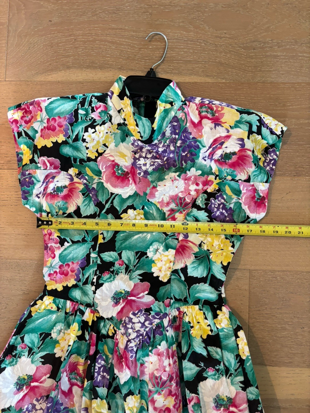 KATIE MFG Vintage 1980s Floral Cotton Drop Waist Midi Dress Tiered Flounce Skirt