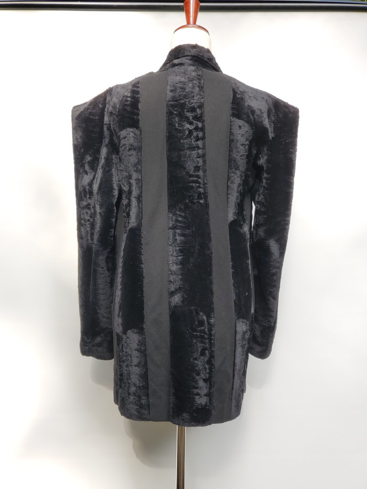 Vintage 1940s Wool Blazer Swing Coat Faux Fur Striped Bauhaus Pinup