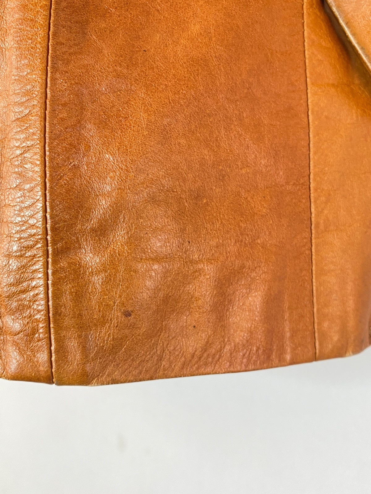 Vintage 1970s brown leather jacket caramel light orange jacket Pusco Mexico M