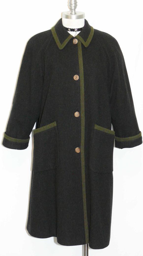 SCHNEIDERS / SALZBURG ~ BLACK LODEN WOOL Women AUSTRIA Winter Over COAT 38 14 L