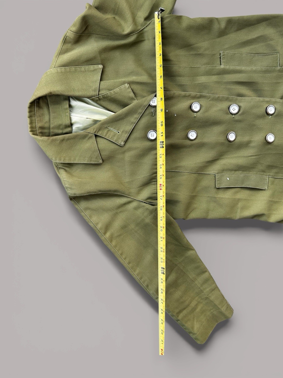Vintage Late 1960s–Early 1970s Olive Green Double-Breasted Coat
