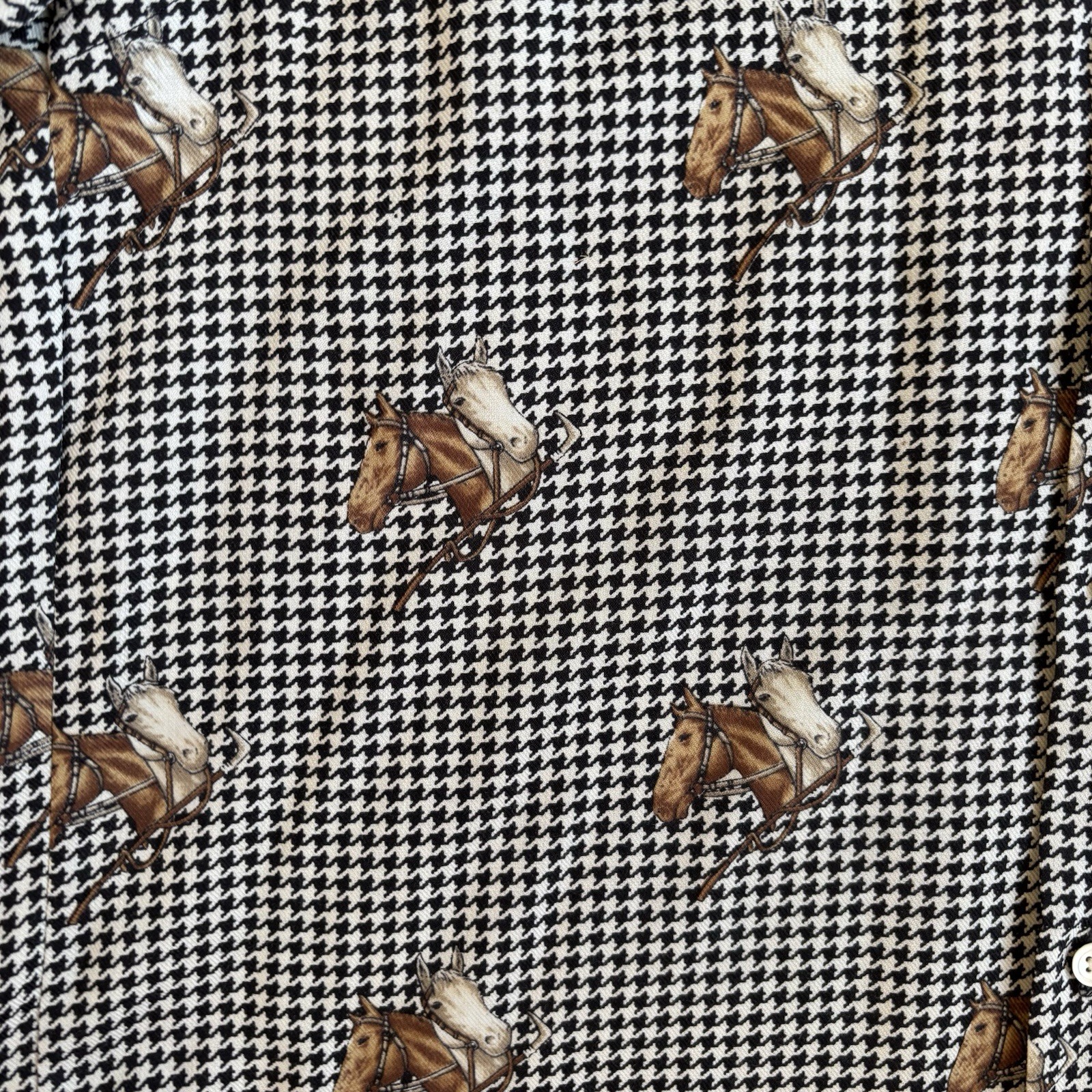 Vtg 80s-90s RALPH LAUREN EQUESTRIAN Horse Print Shirt Button Down Womens 10