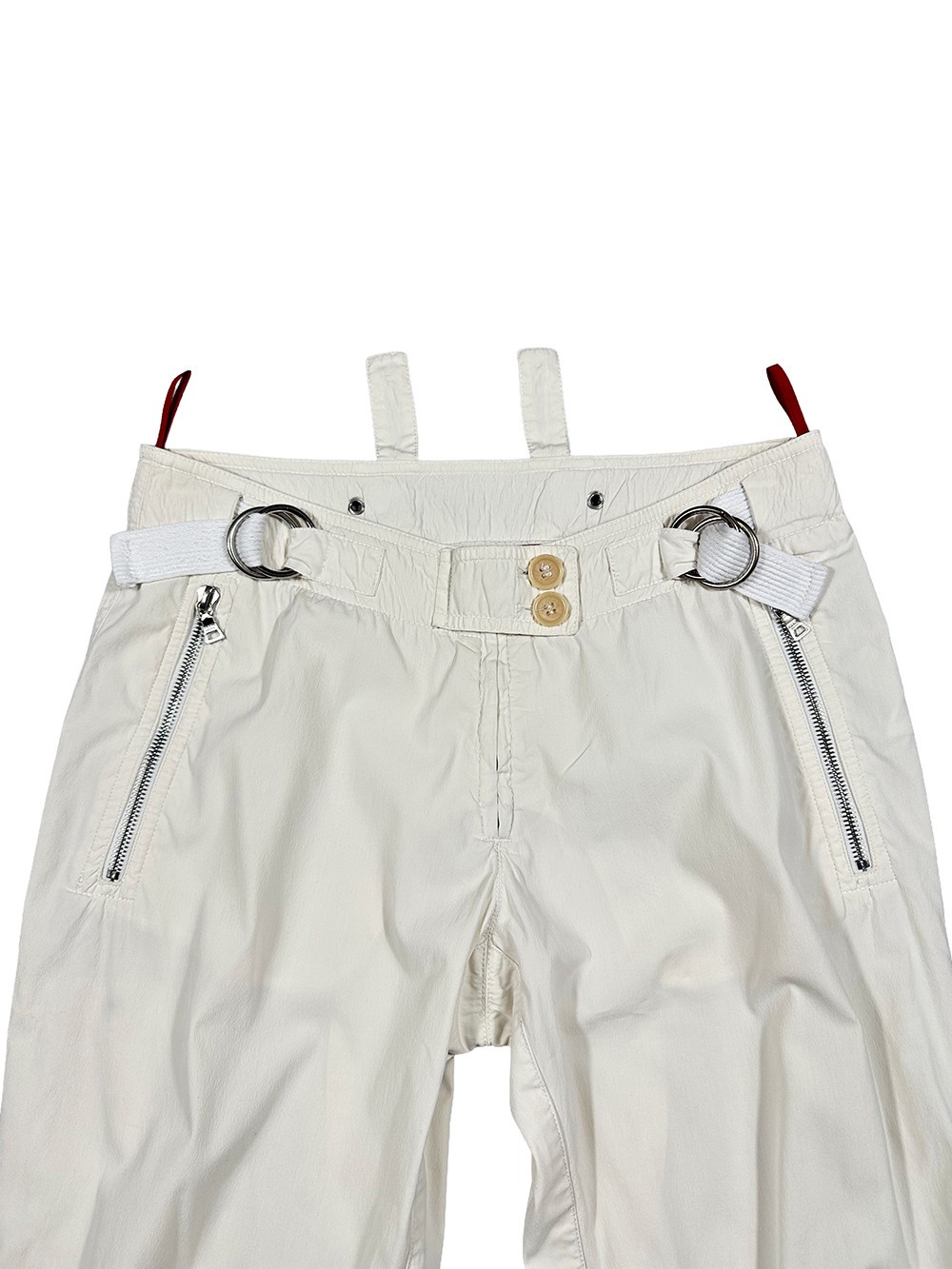 Prada White Aviator Zipper Cargo Capri Pant – Size 38IT / Fits Size XS-S