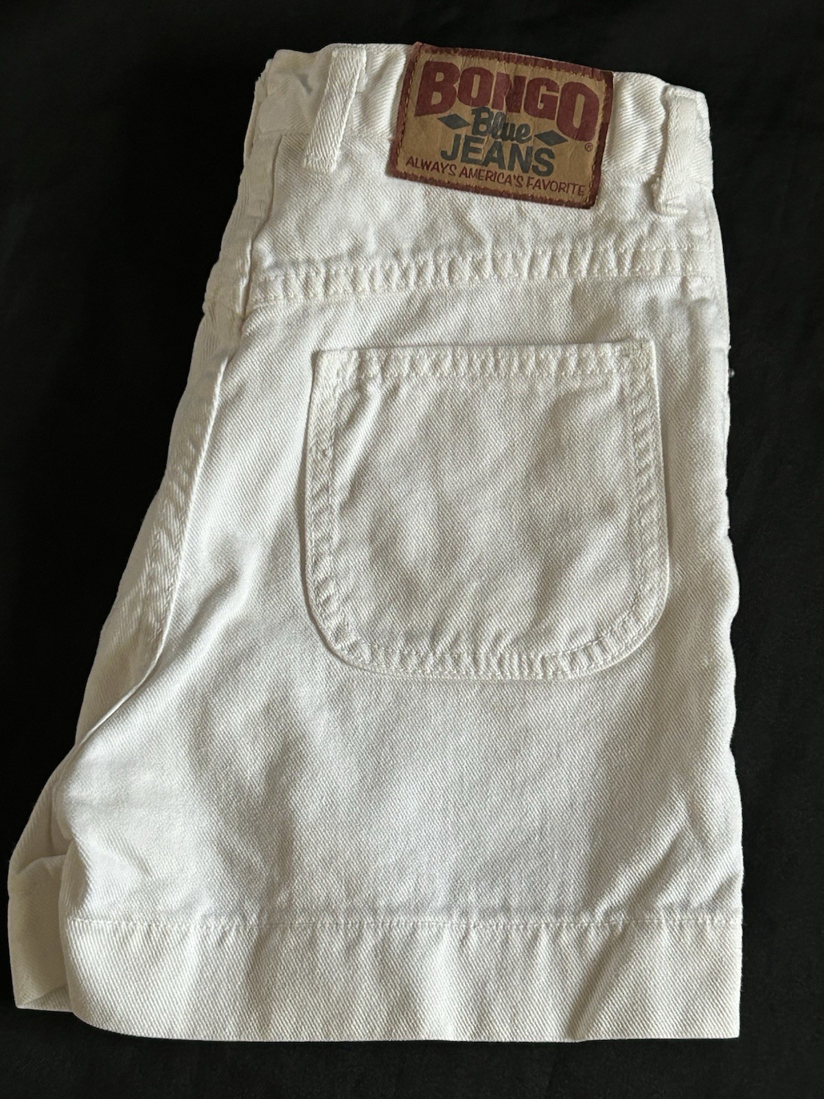 Vintage Women Juniors Size 10 BONGO White Denim Blue Jean Shorts High Waisted