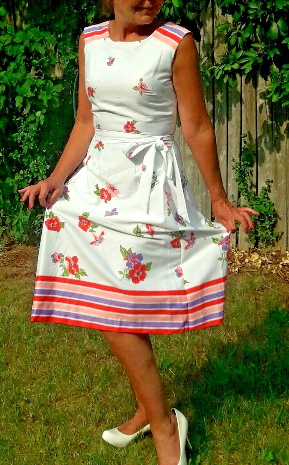 Vintage 50’s-60’s Pat Premo California Floral Print A-Line Dress Size 8 Stunning