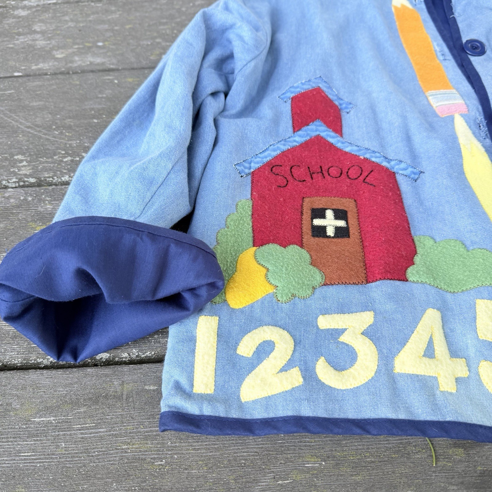Vintage Handmade Teacher School Jacket Womens XL 23×26 ABC Apple