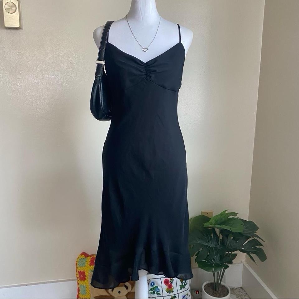 Vintage 90s Black Midi Slip Dress
