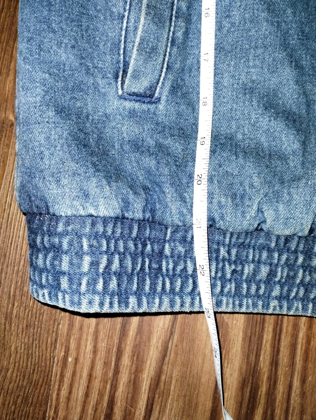 VTG YR Womens Size L Snap Up Quilt Lined Distressed Blue Jean Jacket Bling Lapel