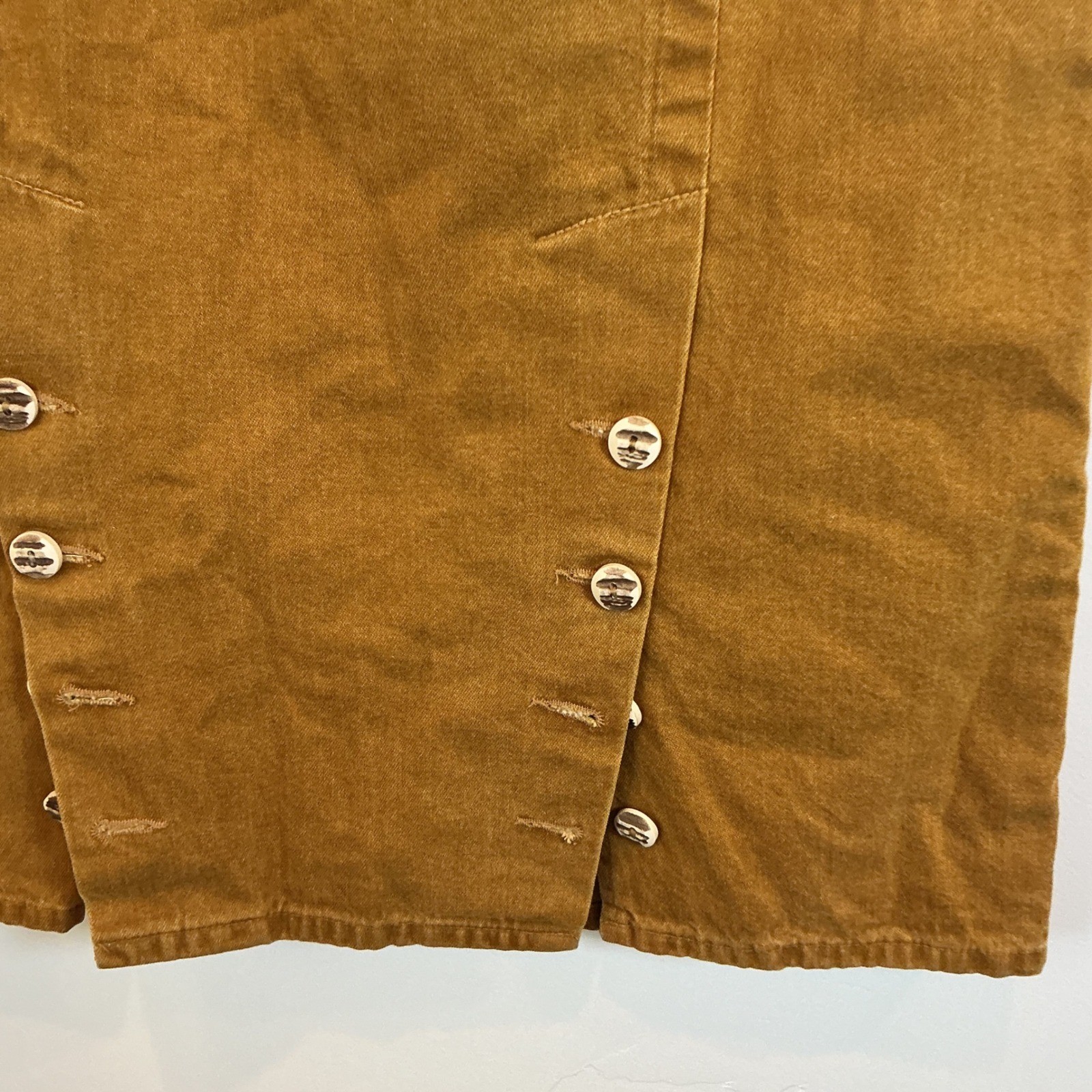 Hammerschmid Vintage Trachten Cotton Midi Skirt Mustard Yellow High Waist 27w
