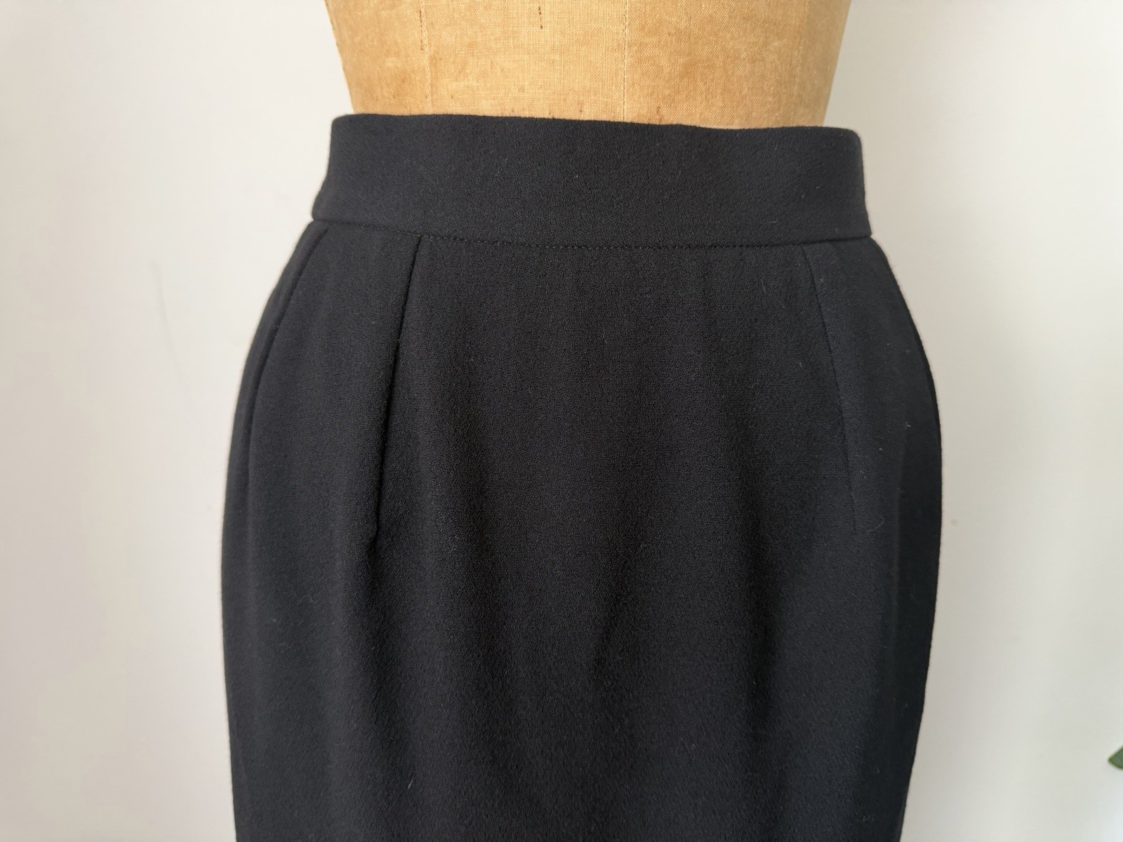 Vintage Celine Paris Black Wool Pencil Shirt France FR 38 XS/S