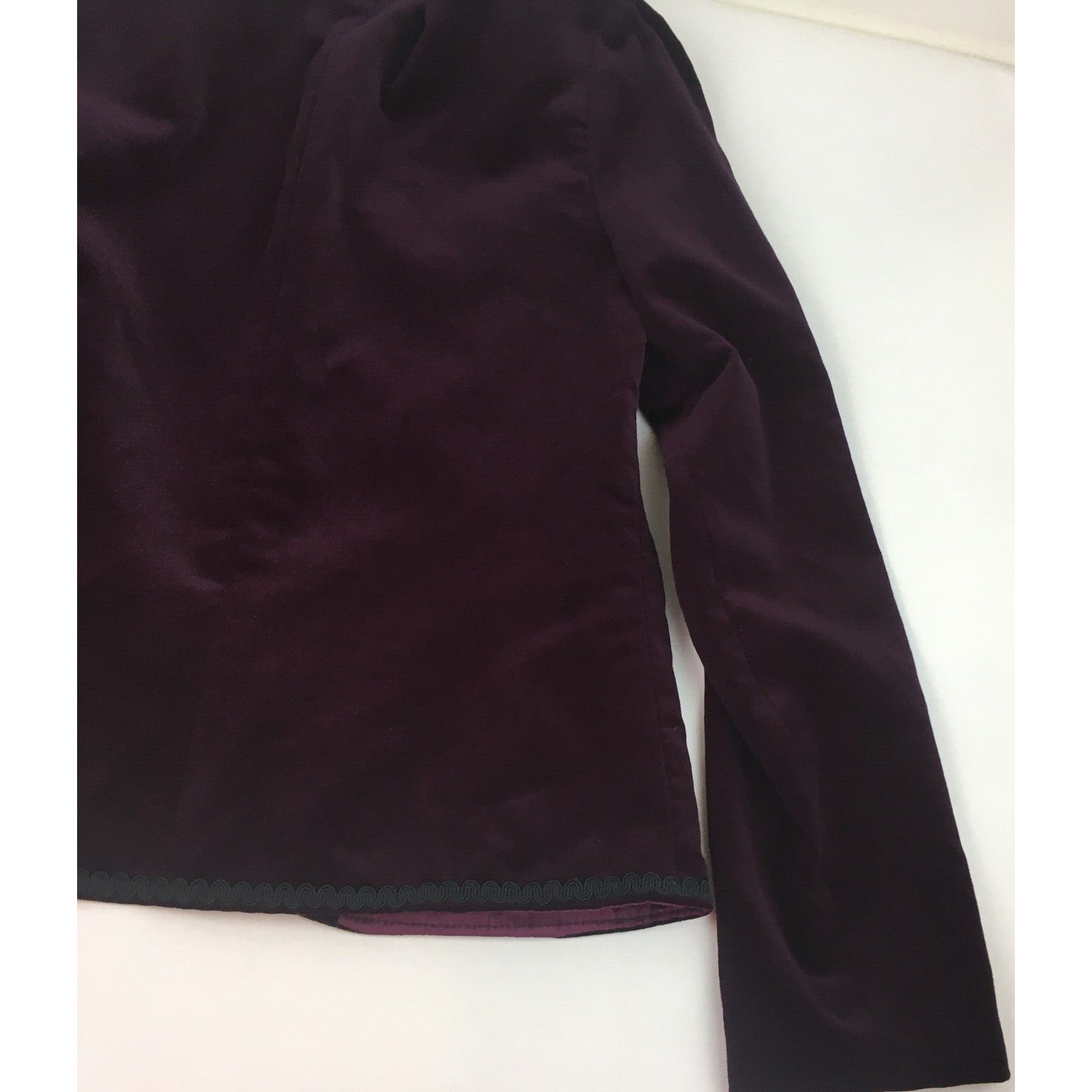 renaissance Ren Faire Womens Velvet jacket lined Size 8 Plum Black Boho
