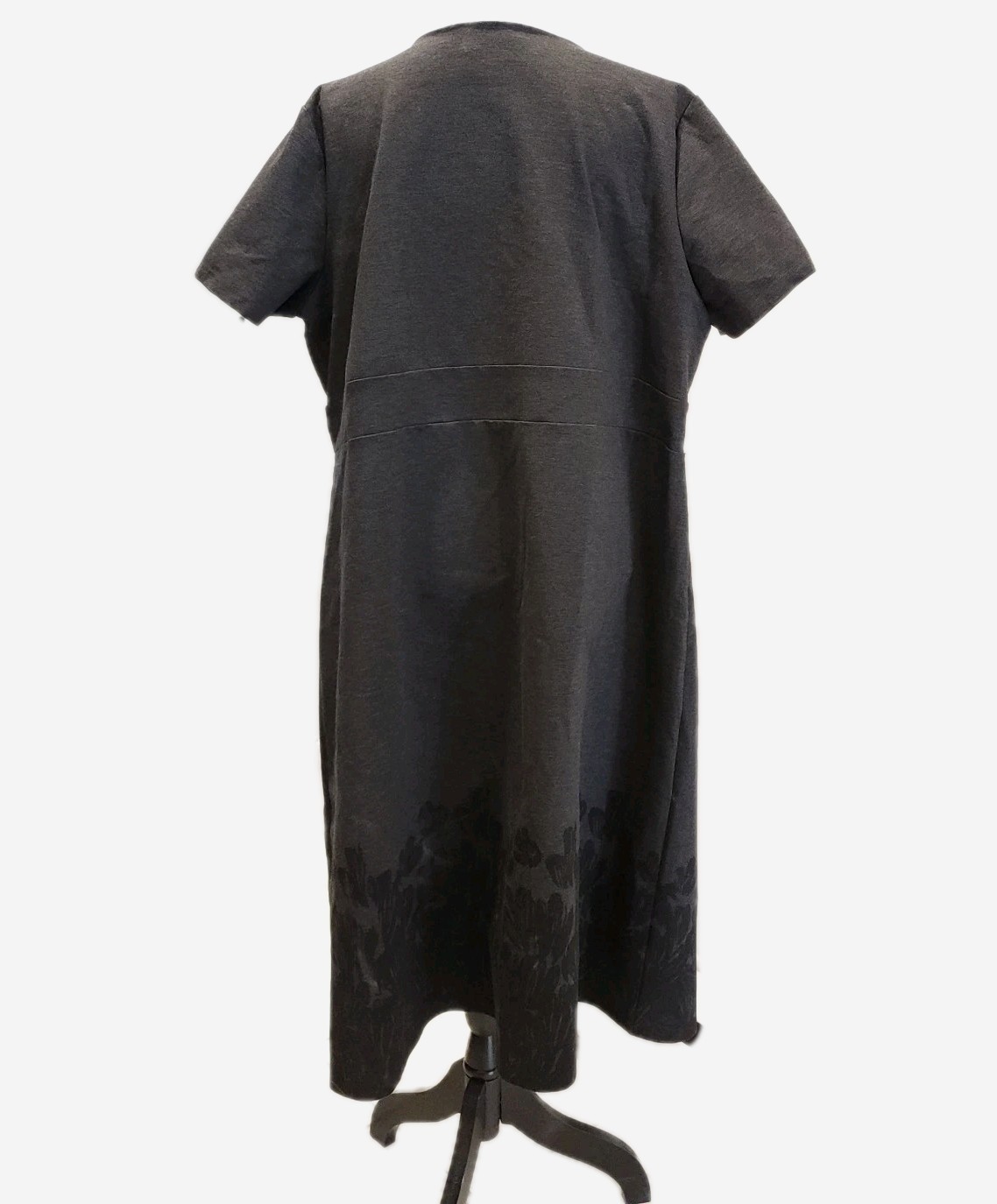 Penningtons 3X Heather Gray Short Sleeve Dress w/ Floral Hem Plus Size 260122921