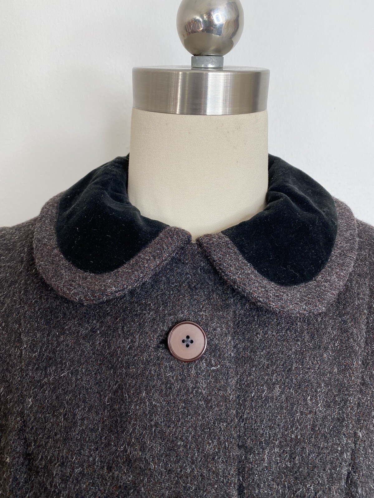 Vintage 50s 60s Sz S Sybil Zelker Polly Peck Wool Velvet Jacket Belt Grey Short