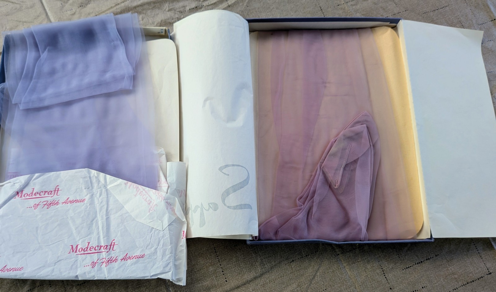 2 Pair Vintage 1950s NYLON Lavender Thigh high Stockings