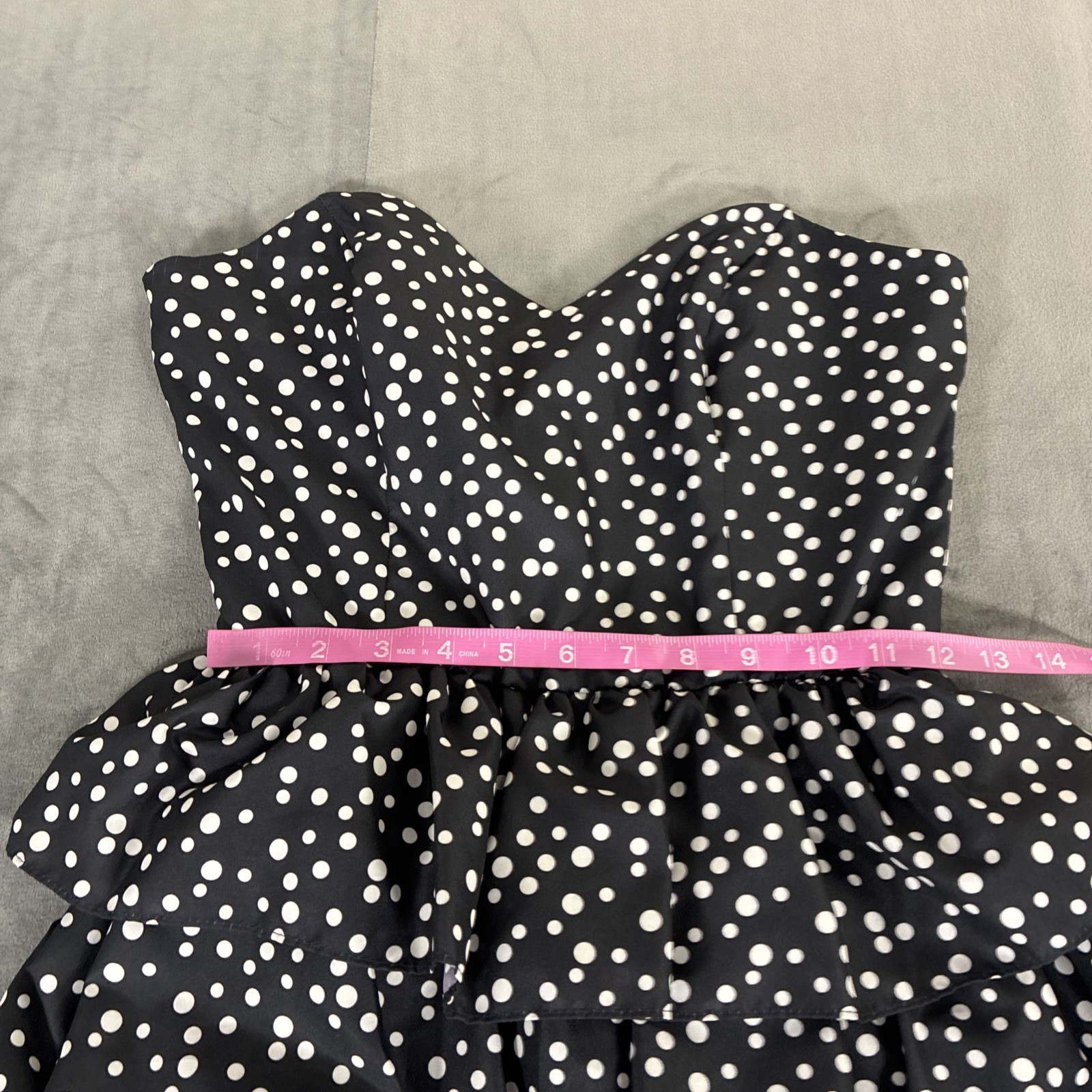 Vintage Diamond’s Run Wayne Diamond Strapless Polka Dot Ruffled Dress Sz. 11/12
