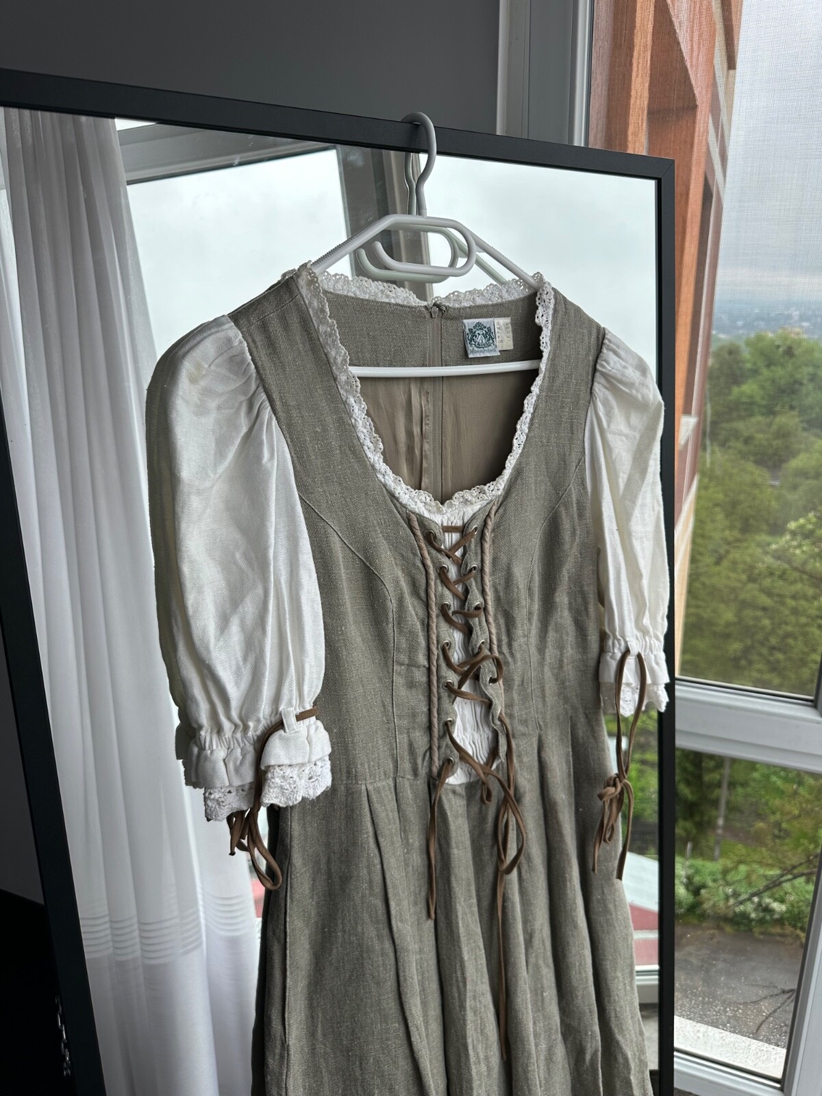 Vintage Hammerschmid Bavarian Austria Style Linen Woman Folk Long Dress Sz M