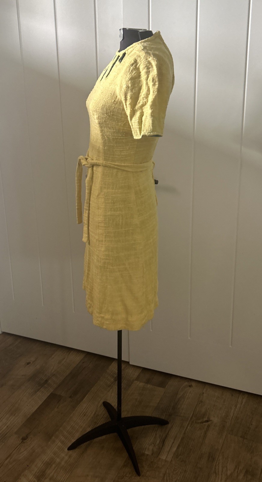 Vintage J. Harlan Originals ModYellow Linen Dress With Cut Out Neckline