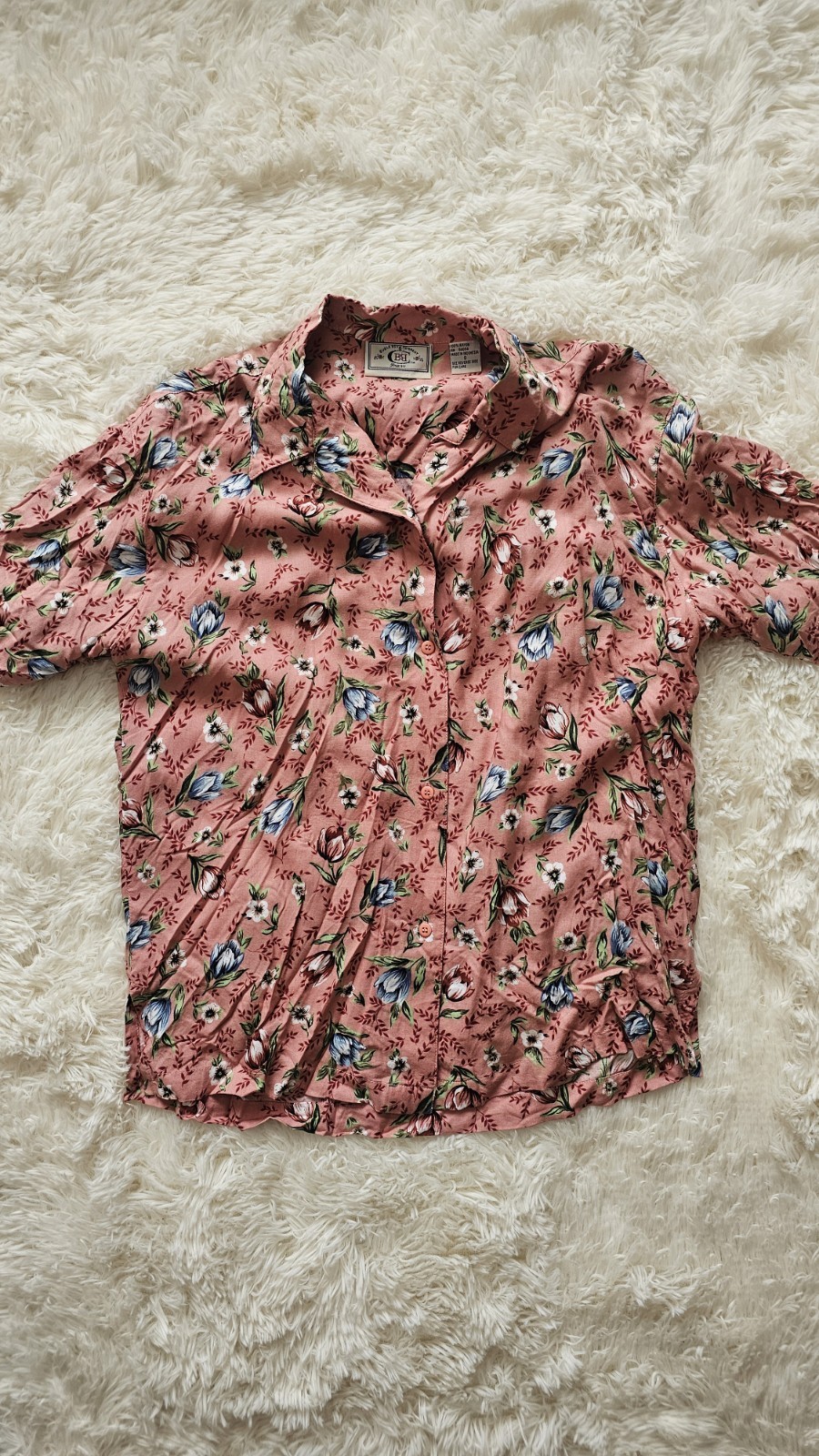 Vintage 90s Pink Floral Button Down Blouse By Bugle Boy Womens Size Small