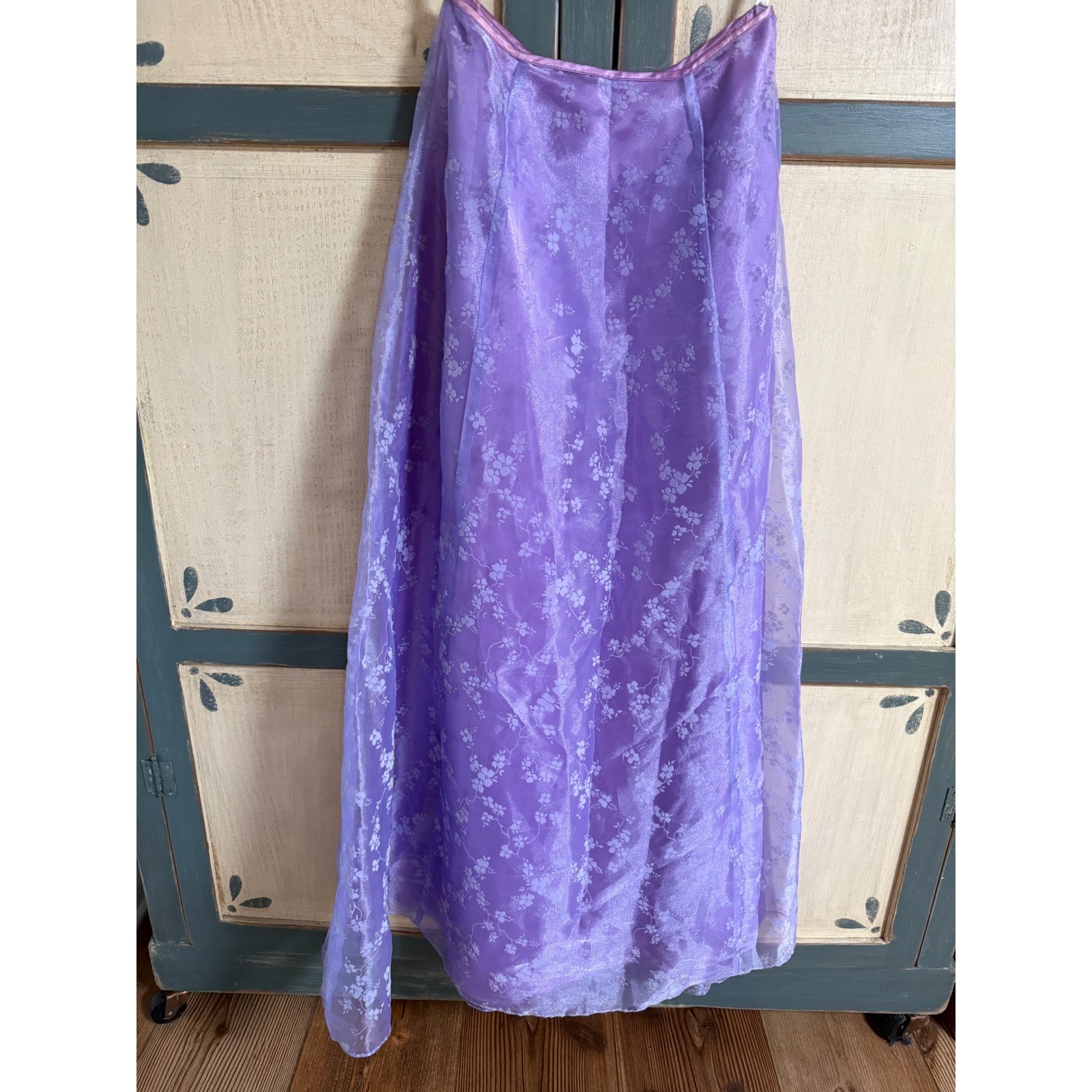 Zum Zum Niki Livas Vintage Lavender Floral Organza Maxi Skirt Fairy Size 5-6