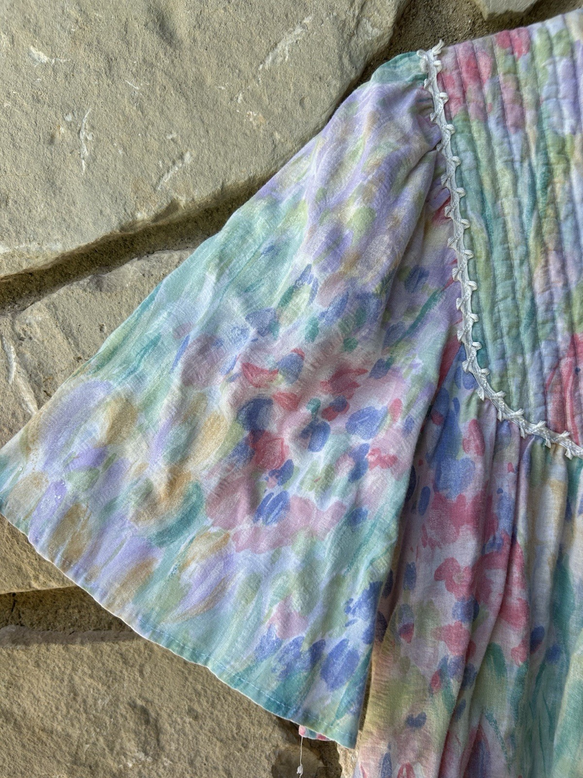 Vintage APPEL Duster House Dress Robe Medium Multi Floral Sheersucker Front Zip